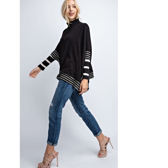 HP! Stripe Contrast Poncho Top - Picture 2 of 5